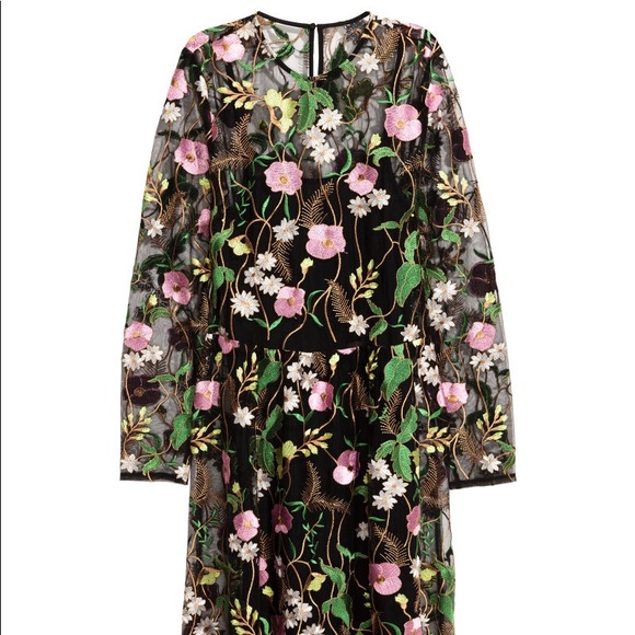 h&m floral embroidered dress